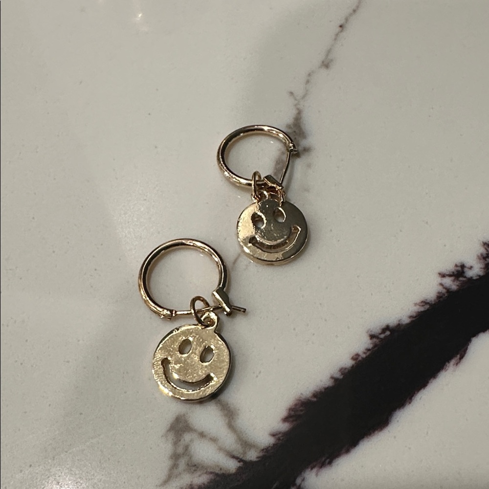Gold Smiley Face Earrings